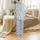 Zodiac Cats Celestial Pattern: Hand-Drawn, Light Grey-Blue, Black Outline, White Fill, Pink Accents Satin Pajamas Set - 3
