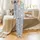 Zodiac Cats Celestial Pattern: Hand-Drawn, Light Grey-Blue, Black Outline, White Fill, Pink Accents Satin Pajamas Set - 2