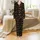 Holiday Deep Black Gold Reindeer Merry Christmas Holly Snowflake Pine Gift Box Design Satin Pajamas Set - 2
