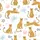 Leopard Ochre Yellow Poses Black Spotted Palm Leaf Light Blue Pink Accent Dots White Design Satin Pajamas Set - 9