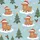 Holiday Highland Cow Red Santa Hat Multi-Color Lights Blue Snow Snowflake Christmas Tree Design Satin Pajamas Set - 9