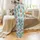 Holiday Highland Cow Red Santa Hat Multi-Color Lights Blue Snow Snowflake Christmas Tree Design Satin Pajamas Set - 3