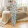 Holiday Highland Cow Red Santa Hat Multi-Color Lights Blue Snow Snowflake Christmas Tree Design Satin Pajamas Set - 2