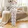 Country Living Farm Scene Stylized Cows Barns Trees Hand-Drawn Textured Motif Satin Pajamas Set - 2