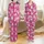 Cat Lover's Hand-Drawn White Cats Pattern – Fuchsia Background, Confetti Dots & Scribble Texture Satin Pajamas Set - 1