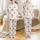 Winter Cats: Santa Hats, Red Hearts, Yarn Balls, String Lights, Snowflakes Motif Satin Pajamas Set - 1