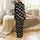 Cat Lover's Chibi Cats Black Background Lime Green Eyes Pink Paws White Hearts Textile Motif Satin Pajamas Set - 3
