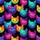 Cosmic Cat Faces: Illustrative Galactic Nebulae Fur, Neon Eyes, Black Starry Design Satin Pajamas Set - 9