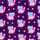 Cat Lover's Luminescent Closed-Eye Cartoon Cats Peach Pink Blue Magenta Dark Purple Pattern Item Satin Pajamas Set - 9