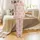 Capybara Lover Pink Lily Pads & Flowers All-Over Motif: Peach Orange Capybaras, Rosy Brown Foliage Satin Pajamas Set - 2