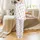 Women's Ivory White Background, Rose Pink Blush Peach Floral Elements, Sage Green Stem Accents Satin Pajamas Set - 3