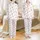 Women's Ivory White Background, Rose Pink Blush Peach Floral Elements, Sage Green Stem Accents Satin Pajamas Set - 1