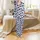 Cat Lover's Black Cartoon Cats Posing Allover Pattern Light Lavender White Polka Dot Motif Satin Pajamas Set - 2