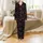 Feline Fan's Whimsical Cat Faces, Pink Paw Prints, White Fish, Muted Yarn Design Satin Pajamas Set - 2