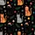 Cat Parent Holiday Pattern: Black Christmas Cats, Pine Branches, Baubles, Snowflakes, Golden Stars Satin Pajamas Set - 9