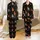 Cat Parent Holiday Pattern: Black Christmas Cats, Pine Branches, Baubles, Snowflakes, Golden Stars Satin Pajamas Set - 1