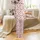 Botanical Wildflower Design: Hand-Drawn Ruby Red, Blush Pink, Mustard Blooms Print Satin Pajamas Set - 3