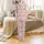 Botanical Wildflower Design: Hand-Drawn Ruby Red, Blush Pink, Mustard Blooms Print Satin Pajamas Set - 2