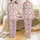 Botanical Wildflower Design: Hand-Drawn Ruby Red, Blush Pink, Mustard Blooms Print Satin Pajamas Set - 1