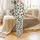 Black Cat Silhouettes Scattered Off-White Light Grey Black Horizontal Stripe Irregular Pattern Satin Pajamas Set - 2