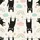 Black Cats Hanging White Paws Headphones Pink Blue Pastel Clouds Rainbow Hearts Stars Design Satin Pajamas Set - 9