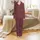 Fair Isle Reindeer Snowflake Geometric Pattern: Crimson Red & Grey Knit Style Design Satin Pajamas Set - 2