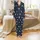 Kitten Lover's Black White Kittens Blue Eyes Pink Paws Navy Blue Backdrop Branches Green Leaves Satin Pajamas Set - 2
