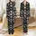 Cat Lover's Eyeglass Bow Tie Feline Heads Pattern Black Background Grey Beige Fur Chartreuse Eyes Satin Pajamas Set - 1