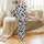 Cat Lover's Densely Packed Black White Grey Tuxedo Patch Cat Faces Pattern All-Over Fabric Design Satin Pajamas Set - 2