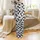Cat Lover's Densely Packed Black White Grey Tuxedo Patch Cat Faces Pattern All-Over Fabric Design Satin Pajamas Set - 3