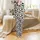 Organic High Contrast Black Shapes: Stylized Cow Profiles, Fence, & Terrain Pattern Satin Pajamas Set - 2