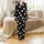 Cat Stargazer's Deep Black Night Sky: White Stars, Tiny Dots, Cartoon Cats, Yarn, Hearts & Love Satin Pajamas Set - 2