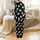 Cat Stargazer's Deep Black Night Sky: White Stars, Tiny Dots, Cartoon Cats, Yarn, Hearts & Love Satin Pajamas Set - 3