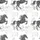 Illustrative Fragmented Charcoal Horse & Cool Grey Botanical White Background All-Over Design Satin Pajamas Set - 9