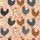 Farm Animal Christmas Design: Scattered Cartoon Fowl with Santa Hats, String Lights, Antlers Satin Pajamas Set - 9