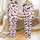 Equestrian Dynamic Horses Pink Rose Blooms: Galloping Bay, Grey, Chestnut, Black, White Ground Satin Pajamas Set - 1