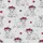 Highland Cow Calves Pink Fuchsia Purple Floral Wreath Line Art Shaggy Fur Light Grey Satin Pajamas Set - 9