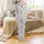Illustrative Baby Bovine Faces All-Over Pattern Black Spots White Ground Pink Ear Accents Design Satin Pajamas Set - 2