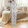 Illustrative Baby Bovine Faces All-Over Pattern Black Spots White Ground Pink Ear Accents Design Satin Pajamas Set - 3