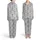 Highland Cow Calves Flower Crown Black Line Art Repeating Pattern Heather Gray Satin Pajamas Set - 1