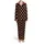 Highland Cow Calves Sitting Repeating Pattern Reddish Brown Fur Cream Horns Muzzle Black Satin Pajamas Set - 2