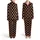 Highland Cow Calves Sitting Repeating Pattern Reddish Brown Fur Cream Horns Muzzle Black Satin Pajamas Set - 1