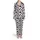 White Black All-Over Cow Spot Pattern, Cartoon Cow Faces, Pink Cheeks, Solid Hearts Satin Pajamas Set - 2