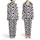 White Black All-Over Cow Spot Pattern, Cartoon Cow Faces, Pink Cheeks, Solid Hearts Satin Pajamas Set - 1