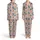 Cowboy Boots & Hats, Fuchsia, Rose Pink Wildflowers, Sage Green Leaves, Cream Off-White Satin Pajamas Set - 1