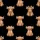 Seamless Highland Cow Calves Shaggy Caramel Fur, Leopard Bows, Black Base, Sitting Poses Satin Pajamas Set - 9