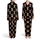 Seamless Highland Cow Calves Shaggy Caramel Fur, Leopard Bows, Black Base, Sitting Poses Satin Pajamas Set - 1