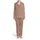 Cat Lover All-Over Scattered Wobbly Outline Feline Figures Golden Beige Star Heart Dusty Rose Satin Pajamas Set - 2