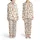 Western Desert Boots Pink Floral Hearts Hats Wildflowers Blue Ribbons Cacti Cream Print Satin Pajamas Set - 1