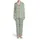 Dancing Winking Cartoon Cows Sage Green Good Mood Polka Dot Daisy Pattern Satin Pajamas Set - 2